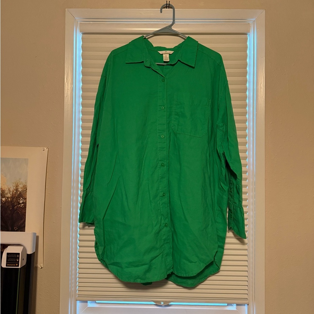 H&M Oversized Linen Button-Up Shirt Women’s Size M